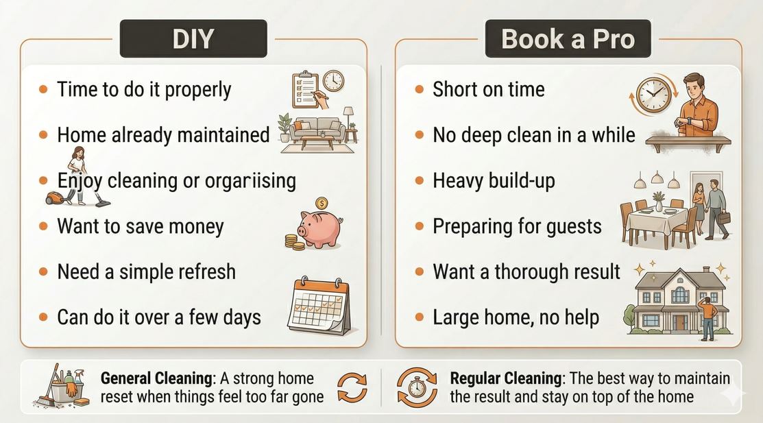 DIY vs professional cleaning custom graphic