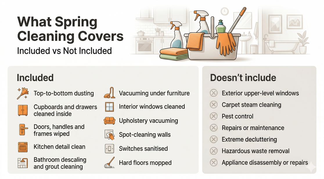 spring cleaning inclusions and exclusions custom graphic