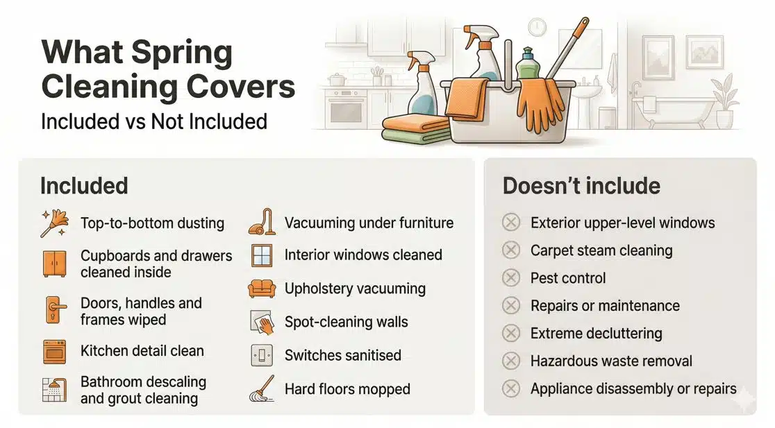 spring cleaning inclusions and exclusions custom graphic