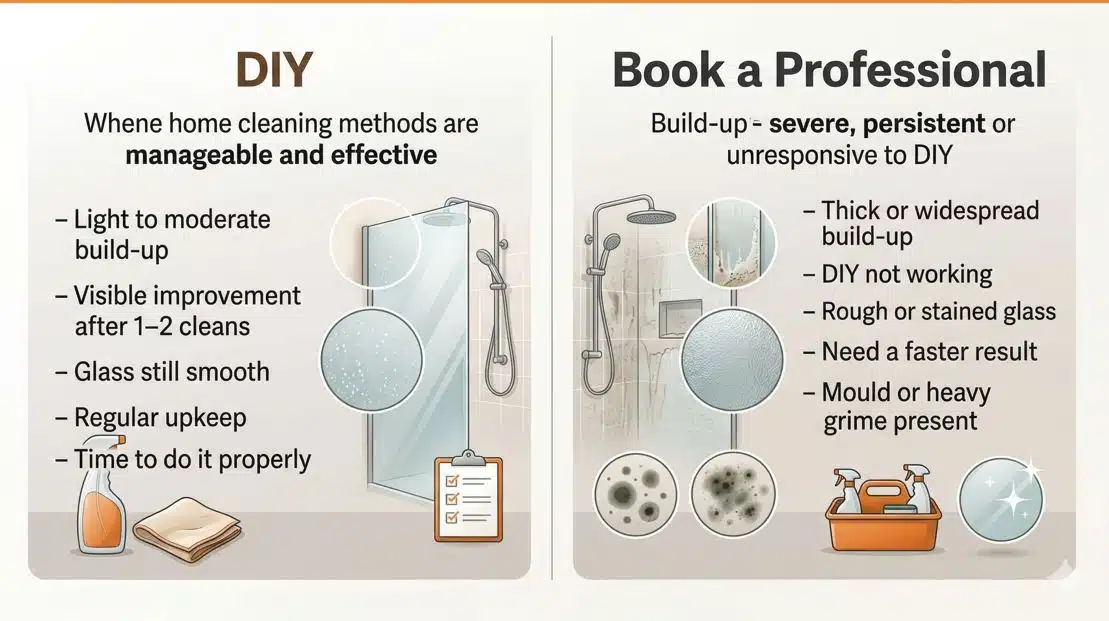 DIY vs professional shower screen cleaning
