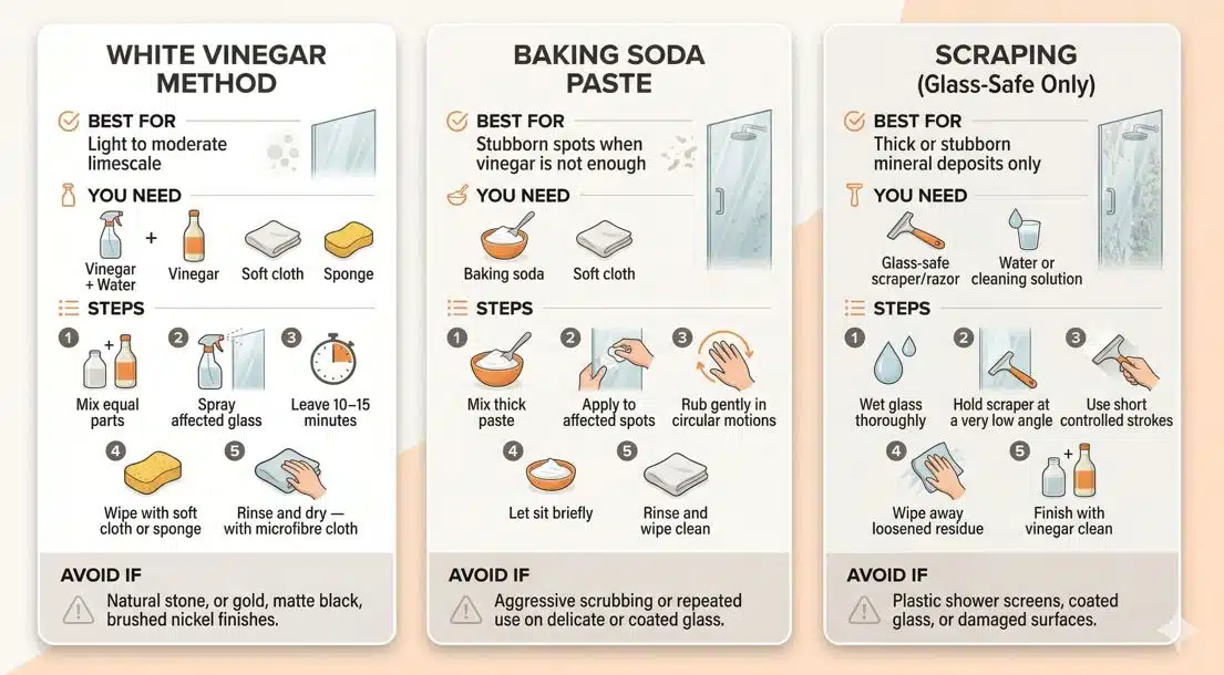 different methods of removing limescale from showers