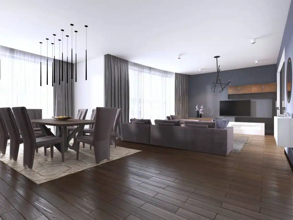 dining set in modern luxury brown dining room