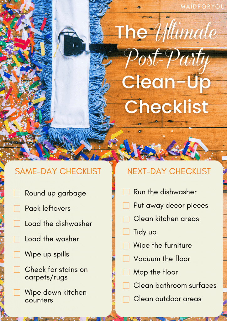 The Ultimate PostParty CleanUp Checklist MaidForYou