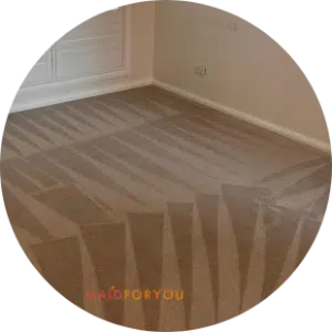 Brown carpet showcasing wand patterns post steam cleaning.