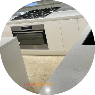 Large white inspired kitchen after end of lease cleaning