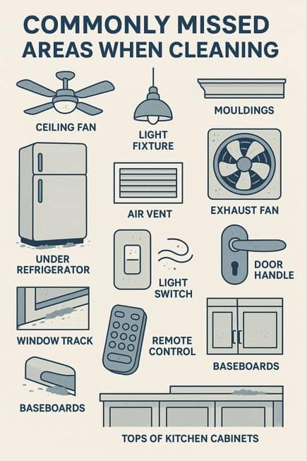 a custom graphic depicting all the common areas Sydneysiders miss when cleaning their homes.