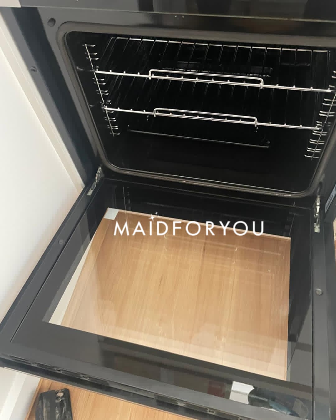 A oven cleaned by MaidForYou as part of an end of lease clean